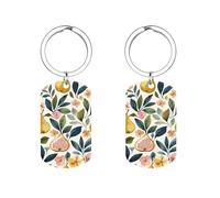 LMHLDSC Porte-clés en métal avec motif figues et poires - Pour clés, sacs et usage quotidien, Figues et poires, 5x2.8cm