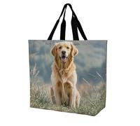 LMHLDSC Sacs d'épicerie pliables et réutilisables Motif chien Golden Retriever Sac fourre-tout lavable
