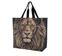 LMHLDSC Sacs d'épicerie pliables et réutilisables Motif lion de dessin animé Lavable