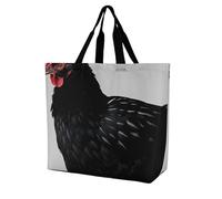 LMHLDSC Sacs d'épicerie pliables et réutilisables, sacs fourre-tout lavables en forme de poulet, noir