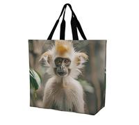 LMHLDSC Sacs d'épicerie pliables et réutilisables, sacs fourre-tout lavables en forme de singe aux cheveux dorés