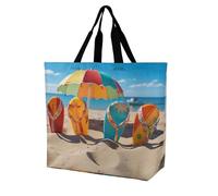 LMHLDSC Sacs d'épicerie pliables et réutilisables, tongs colorées, sacs fourre-tout lavables pour ballons de plage