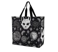 LMHLDSC Sacs d'épicerie pliables réutilisables Crâne Chat Lune Gothique Lavable