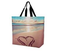 LMHLDSC Sacs d'épicerie pliables réutilisables Love Beach Sacs fourre-tout lavables