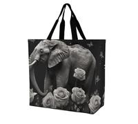 LMHLDSC Sacs d'épicerie pliables réutilisables Motif éléphant et papillon
