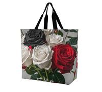 LMHLDSC Sacs d'épicerie pliables réutilisables Noir/blanc/rose rouge