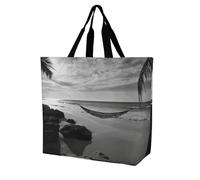 LMHLDSC Sacs d'épicerie pliables réutilisables Noir et blanc Sacs fourre-tout lavables de plage