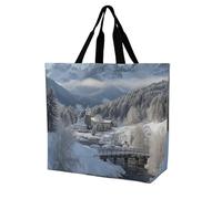 LMHLDSC Sacs d'épicerie pliables réutilisables Paysage d'hiver dans les Alpes bavaroises Sacs fourre-tout lavables