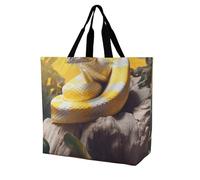 LMHLDSC Sacs d'épicerie pliables réutilisables Python jaune et blanc Sacs fourre-tout lavables