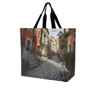 LMHLDSC Sacs d'épicerie pliables réutilisables Street of Italy Sacs fourre-tout lavables