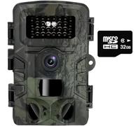 LMHOME Caméra de chasse 48 m avec carte mémoire 32 Go Détecteur de mouvement Vision nocturne Extérieur Enregistrement d'animaux Caméra de vision nocturne - Pour les prises de vue d'animaux en plein