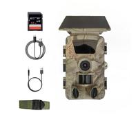 LMHOME Caméra de chasse 4K avec transmission solaire et téléphone portable - Caméra de vision nocturne 64 MP avec batterie de 5000 mAh, carte mémoire 64 Go, détection de mouvement 0,1 s, étanche IP67