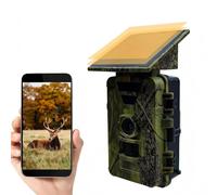 LMHOME Caméra solaire WLAN 8K 30fps 64MP avec application de transfert de téléphone portable, caméra avec détecteur de mouvement, vision nocturne, angle de détection de 120°, étanche IP66, pour la