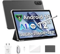 LMHTRADE Tablette de 12 Pouces Tablette de Jeux Android 15 avec Emplacement pour Carte SIM, Stylo, 36 Go + 256 Go (jusqu'à 2 to), écran IPS FHD + 2.4K 120Hz, 9000mAh / 33W, caméra AI 8MP + 16MP (36G)