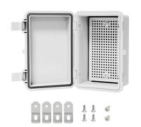 LMiEtool Boîte de jonction en plastique ABS, IP65, étanche à la poussière, boîtier électrique universel, coque à charnière, pour utilisation en extérieur et intérieur, 150 x 100 x 70 mm, gris