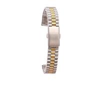 LMINGZE Bracelet de Montre en Acier Inoxydable 10 mm, 12 mm, 14 mm, métal, Boucle déployante, Bracelet Universel(Silver Gold,14mm)
