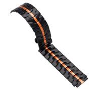 LMINGZE Bracelet de Montre en Acier Inoxydable, 20 mm, 22 mm, Boucle Papillon, Bracelet de Rechange en métal(Black Orange,20mm)