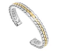 LMINGZE Bracelet de Montre en Acier Inoxydable, Petit Bracelet de 6 mm, 8 mm, 10 mm, Bracelet de Montre en métal, Bracelet en Or Rose(Silver Gold_14mm)