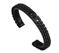 LMINGZE Bracelet de Montre en Acier Inoxydable, Petit Bracelet de 6 mm, 8 mm, 10 mm, Bracelet de Montre en métal, Bracelet en Or Rose(Black_16mm)