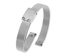 LMINGZE Bracelet de Montre en Maille d'acier Inoxydable 6 mm, 8 mm, 10 mm, 12 mm, Bracelet de Rechange en métal, Bracelet de Montre Universel for Hommes et Femmes(Silver,16mm)