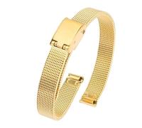 LMINGZE Bracelet de Montre en Maille d'acier Inoxydable 6 mm, 8 mm, 10 mm, 12 mm, Bracelet de Rechange en métal, Bracelet de Montre Universel for Hommes et Femmes(Gold,8mm)