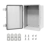 LMioEtool Boîte de jonction en plastique ABS IP65 étanche à la poussière et à la poussière Boîtier électrique universel à charnière pour utilisation en extérieur et intérieur Gris 290 x 190 x 140 mm