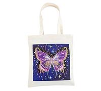 LMIX Cotton Canvas Tote Bag de 5D Diamond Painting, Sac de Toile Pliable et Réutilisable de Bricolage, Eco Right Sac Toile Coton Tote Bag pour Courses, Shopping, Plage Voyage, Sac Cadeau