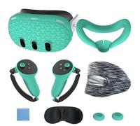 LMIX Lot de 7 coques en silicone compatibles avec Meta Quest 3, protections de poignées de contrôleur, casque de réalité virtuelle, masque facial, protecteur d'objectif, capuchons à bascule pour