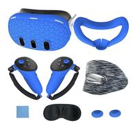 LMIX Lot de 7 coques en silicone compatibles avec Meta Quest 3, protections de poignées de contrôleur, casque de réalité virtuelle, masque facial, protecteur d'objectif, capuchons à bascule pour