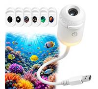 LMIX Veilleuse projecteur galaxie 2 en 1 holographique 5D Plug and Play HD Star Smart Dynamic Plafond Projecteurs Lampe 360° Space Starry Sky USB Projection (avec 6 films)