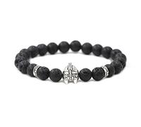 LMJNL Chevalier Romain Guerrier Spartiate Gladiateur Casque Bracelet 8mm Pierre Naturelle Perle Hommes Bracelets pour Hommes Bijoux fête Cadeau