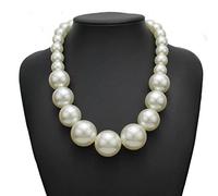 LMJNL Imitation Perle Collier Ras du Cou pour Femmes Grosses Perles déclaration Collier Bijoux mariée fête Mode perlé Accessoires fête Cadeau