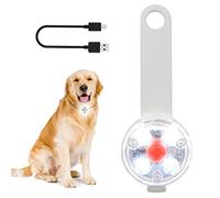 LMLMD LED Lumiere Chien Rechargeable par USB pour Harnais, Sécurité Pendentif Lumineux Chien avec Marque en Silicone Extensible Attachée au Collier, Laisse pour la Marche Nocturne, le Camping, Blanc