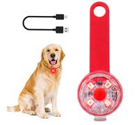 LMLMD LED Lumiere Chien Rechargeable par USB pour Harnais, Sécurité Pendentif Lumineux Chien avec Marque en Silicone Extensible Attachée au Collier, Laisse pour la Marche Nocturne, le Camping, Rouge