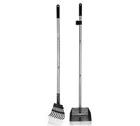 LMLMD Pelle Ramasse Crottes pour Chiens et Râteau Métal, Kit de Ramasse Crotte de Jardin, 106cm de Long Manche, Kit 2 Pack