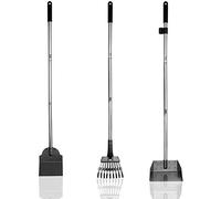 LMLMD Pelle Ramasse Crottes pour Chiens et Râteau Métal, Kit de Ramasse Crotte de Jardin, 106cm de Long Manche, Kit 3 Pack