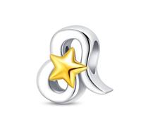 LMLMECREA Pendentif signe du zodiaque en argent sterling 925 - 12 signes du zodiaque - Breloque d'anniversaire avec étoile jaune pour bracelets et colliers, Argent sterling, Zircone cubique