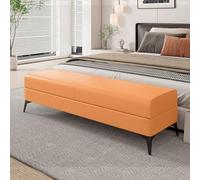 LMMIAOZ Banc Ottoman Extra Long pour Chambre et Salon, Repose-Pieds élégant et Polyvalent, utilisable au Pied du lit ou du canapé, 100 cm, Orange