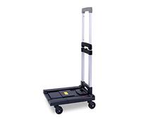 LMMIAOZ Chariot à Pousser Pliable en Plastique, Chariot Portable Robuste avec châssis rétractable pour Bagages, Voyage, déménagement, Bureau, Plateforme, Diable (Petit, Noir)
