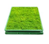 LMMIAOZ Couvercle de Fosse septique encastré Robuste - Couvercle de Regard de Jardin Vert étanche et Cadre Rond/carré en résine pour Pot de Plantation d'herbe 27,5" x 27,5" pour