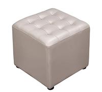 LMMIAOZ Pouf Cube en Cuir Gris, Ottoman, Repose-Pieds carré en Bois Massif et Petit Banc pour Table Basse de Salon 40x40x35cm (16x16x14 Pouces)