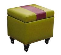 LMMIAOZ Pouf Ottoman Moderne en Cuir Vert avec Rangement, Petit Banc rectangulaire pour Salon, Bureau, canapé et Chaise de Maquillage, Pieds en Bois élégants, Repose-Pieds polyva