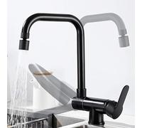 LMMIAOZ Robinet mitigeur d'évier de Cuisine, fenêtre intérieure Rabattable, Robinet de Cuisine pivotant à Un Trou pour Eau Chaude et Eau Froide, Robinet d'évier Noir à Double Mod