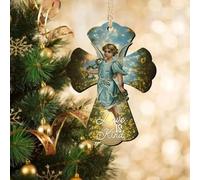 LMMIXEE Angel Baby Décorations de Noël plates 2D 2024 Love Is Kind Décorations de sapin de Noël en acrylique avec inscription « Merry Christmas » à suspendre pour la famille et les amis