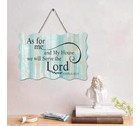 LMMIXEE As for Me My House We Will Serve The Lord Panneau en bois avec verset de la Bible de Jésus - Décoration murale rustique pour la maison, la cuisine, le salon, le café, le bar - 15,2 x 25,4 cm