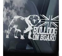 LMMIXEE Autocollant Bulldog on Board pour fenêtre de voiture, décalcomanie en vinyle pour pare-chocs, motif bouledogue anglais britannique, chien, maman, papa, décalcomanie, cadeau