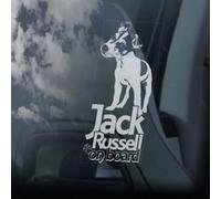 LMMIXEE Autocollant Jack Russell on Board pour fenêtre de voiture Jack Russell Dog Sign Decal Dog Mom Dad Vinyle Die Cut Decals Funny Dog Bumper Stickers Jack Russell Cadeau