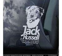 LMMIXEE Autocollant Jack Russell on Board pour fenêtre de voiture Russel Terrier JRT Dog Sign Decal Dog Mom Dad Sticker Funny Dog Bumper Stickers Jack Russell Dog Owner Cadeau