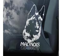 LMMIXEE Autocollant pour fenêtre de voiture Malinois on Board - Autocollant pour fenêtre de voiture - Mechelse belge - Pasteur - Autocollant en vinyle découpé - Cadeau amusant pour propriétaire de
