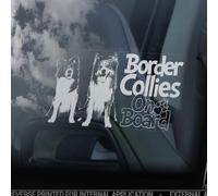 LMMIXEE Autocollants Border Collies on Board - Autocollant pour fenêtre de voiture - Motif chien de berger écossais - Pour maman et papa - En vinyle - Cadeau amusant